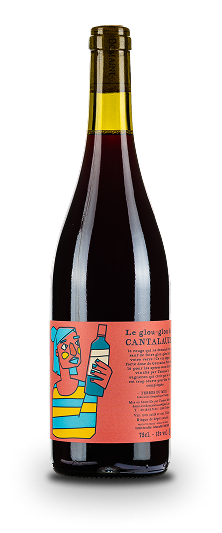 Bouteille de vin rouge avec étiquette colorée